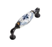 OZLCUA Pomo De Puerta Retro Blue Flower Ceramic Door Handles And Furniture Drawer Pulls Kitchen Cabinet And With Screw(CZ-2244-96)