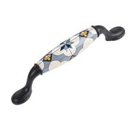 OZLCUA Pomo De Puerta Retro Blue Flower Ceramic Door Handles And Furniture Drawer Pulls Kitchen Cabinet And With Screw(CZ-2247-128)