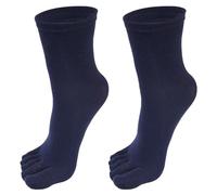 OZLCUA Solid Color Cotton Five-finger Socks Comfortable Business Men's Toe Sports Running Breathable Sweat Floor Sock(Deep blue)
