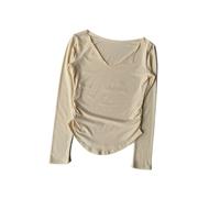OZLCUA Top Deportivo Mujer otoño Slim fit pequeño Escote en Pico | Ropa de yoga de secado rápido for correr, fitness, pilates, mangas largas, prendas de vestir, camisetas