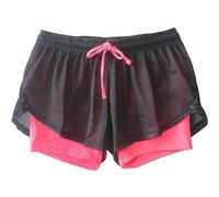 OZLMBERN Falso Dos Piezas de Pantalones Cortos Deportivos para Mujer con Malla de Doble Capa con cordón Yoga Fitness Running Entrenamientos Deportivos Pantalones Cortos