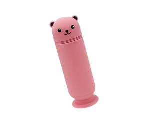 OZLMBERN Little Bear Silicone Pen Holder with Retractable Suction Cup Round Cute Children's Student Pen Case(A)