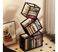 OZMDXKJ EstanteríA Plegable con Forma De áRbol Y Mueble De Almacenaje, Elegante EstanteríA MetáLica para Exhibir CD Y Libros En La Sala De Estar Y La Oficina.,3layer,Black
