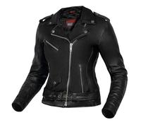 OZONE MOTO Classic Lady Chaqueta de Moto Mujer | Cuero | Protectores de Codos y Hombros | 5 Bolsillos | Ajuste de Cintura