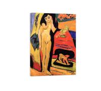 OZPWBVY Abstracto Impresión en Lienzo Listo para Colgar-Famosa Cuadros-Mujer tras telón-Moderno Imagen Salon Dormitorio Decoracion 30x45cm Enmarcado