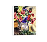 OZPWBVY Marco Blanco Impresiones en Lienzo Flores Famosa Pintura Reproducción-Cuadros Decoración Salon-Ramo 2-Impresión Imagen 50x65cm20x26in