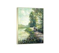 OZPWBVY Marco Plateado Imagen en Lienzo Listo para Colgar-Paisaje Cuadros-A lo largo del canal-Moderno Salon Dormitorio Oficina Decoracion 90x125cm35x49in