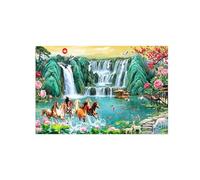 OZPWBVY Naturaleza Impresión Imagen en Lienzo-Cascada montaña Flores Caballo-Paisaje Cuadros Arte Mural-Decorativo Moderno para Salon 40x60cm Sin Marco