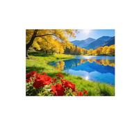 OZPWBVY Naturaleza Impresión Imagen en Lienzo-Flores Lago bosque-Paisaje Cuadros Arte Mural-Decorativo Moderno para Salon 80x105cm31x41in Sin Marco