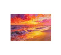 OZPWBVY Paisaje Cuadro sobre Lienzo-Atardecer Playa olas Mar-Decoración Pintura-Impresión Imagen Salon Dormitorio 30x45cm12x18in Sin Marco