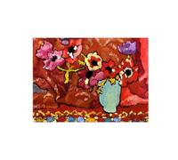 OZPWBVY Vintage Flores Impresión Imagen en Lienzo-Famosa Pintura Reproducción-Anémonas en jarra verde-Cuadros Decoración Salon 80x115cm Sin Marco