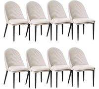 OZSSLJJ Kitchen Kitchen Dining Chair Set of 8 Faux Leather Living Room Lounge Counter Chairs Soft Padded Seat Sturdy Metal Legs(White)