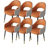 OZSSLJJ Kitchen Kitchen Dining Chairs Set of 6 Artificial Leather Bedroom Marriage Room Balcony Sofa Chair Dressing Table Makeup Chair(Orange+Light Grey)