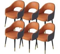 OZSSLJJ Kitchen Kitchen Dining Chairs Set of 6 Artificial Leather Bedroom Marriage Room Balcony Sofa Chair Dressing Table Makeup Chair(Orange+Dark Grey)