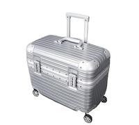OZSSLJJ Maleta rígida duradera de PC + ABS con ruedas giratorias dobles, maleta cosmética de mano, Silver, 18in