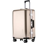 OZSSLJJ Maletas con marco de aluminio recargable por USB, maletas rígidas con ruedas, equipaje de mano, Gold, 61 cm (24")