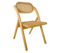 OZSSLJJ Portable Rattan Folding Dining Chairs - Wooden Country Style Side Chairs for Living Room & Kitchen