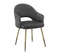 OZSSLJJ Soft Velvet Dining Chair,Make Up Counter Lounge Leisure Living Room Wrought Iron Backrest Chair Reception Chair (Dark Gray)