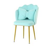 OZSSLJJ Soft Velvet Dining Chair,Princess Marriage Room Balcony Recepción Lounge Chair Make Up Nail Art Spray Golden Leg Counter Chair(Lake Blue)