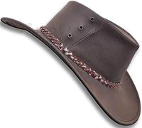 Oztrala engrasado Canguro Sombrero de Cuero Australiano Vaquero Outback Hombres Negro Occidental Australiano HLK2 US - marrn - Medium