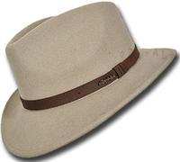 Oztrala 】 Sombrero de fieltro de lana australiana Outback Vintage clásico Fedora hombres banda de cuero vaquero HW01 US, Arena, X-Large