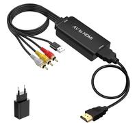 Ozvavzk Convertidor AV a HDMI 1080P Compuesto CVBS AV Adaptador HDMI con Cable AV e HDMI Conversor Video Audio para PS2 Wii Box Gamecube STB VHS VCR DVD Proyector Cámara Ordenador Portátil