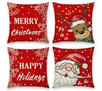 OZXVXZO 4 Piezas Cojines Decorativos Navideños, Cojines Navidad 40x40 cm, Funda Cojines Decorativos Navideños, Invierno Fundas de Almohada para Sofá, Dormitorio, Sala de Estar