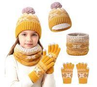 OZXVXZO Conjunto de Guantes de Bufanda de Gorro de Invierno para Niños, Niña Calentar Gorro Bufandas Guantes Tactiles Set, Beanie Conjuntos de Accesorios de Invierno para 1-5 Años Niños Niñas-A