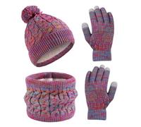 OZXVXZO Conjunto de Guantes de Bufanda de Gorro de Invierno para Niños, Niña Calentar Gorro Bufandas Guantes Tactiles Set, Beanie Conjuntos de Accesorios de Invierno para 1-5 Años Niños Niñas-B