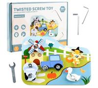 OZXVXZO Juguetes Montessori, Tablero de Tornillos de Madera, Juguete de Madera para Niños, Tema de Granja Juguetes Educativos, Juguetes Niños 3-6 Años, para Niña Niño