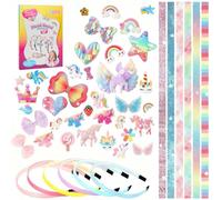 OZXVXZO Kit para Hacer Diademas d para Niñas,DIY Diadema Set para Niña, Kit Manualidades para Niñas, Diadema Manualidades,Regalo para Cumpleaños y Navidad (A)