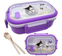 OZXVXZO Kurromi Lunch Box Bento Box Fiambrera Infantil y Adultos con 3 Compartimentos y Cubiertos 1000Ml Caja de Almuerzo de Plástico Caja de Alimentos sin BPA, Para microondas
