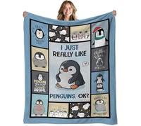 OZXVXZO Manta romántica Pingüino Suave, cumpleaños, Boda, Regalos de Novia Novio, Regalos para Marido, Esposa, Hombres y Mujeres, Adorable Manta práctica de Amor-c