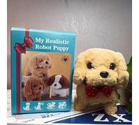 OZXVXZO Perrito Juguete Ladra y Anda, Perro de Juguete Electrónico de Felpa, Perro Robot Perrito Juguetes, Interactivo Teddy Juguetes Que Anda y Ladra, Animales de Peluche niños -Amarillo