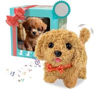 OZXVXZO Perrito Juguete Ladra y Anda, Perro de Juguete Electrónico de Felpa, Perro Robot Perrito Juguetes, Interactivo Teddy Juguetes Que Anda y Ladra, Animales de Peluche niños 2 3 4 5 años