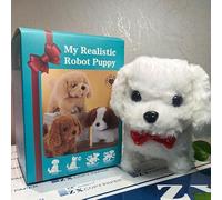 OZXVXZO Perrito Juguete Ladra y Anda, Perro de Juguete Electrónico de Felpa, Perro Robot Perrito Juguetes, Interactivo Teddy Juguetes Que Anda y Ladra, Animales de Peluche Niños -Blanco