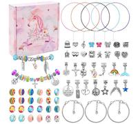 OZXVXZO Unicornio Manualidades Niñas Creativo, Kit para Crear Collares Colgantes y Pulseras, Juego de Pulseras de Abalorios,Kit para Hacer Joyas Pulseras de bricolaje para Niños
