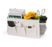 Ozzptuu Cesta de almacenamiento para mesita de noche, bolsa de almacenamiento colgante para cabeceros, literas, dormitorios, libros, teléfono, revistas (blanco nuevo)