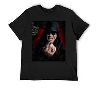 Ozzy Osbourne - Camisa de algodón con estampado creativo de manga corta y expresión artística, Negro, XL