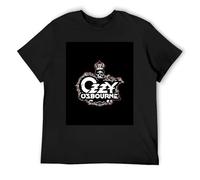 Ozzy Osbourne Classic Navy Essential - Armario básico de algodón versátil de manga corta con cuello redondo, Negro, XL
