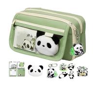 P-anda - Estuche para lápices Panda de 22 x 7,5 x 13 cm, con cremallera, gran capacidad, multicapa, amplia apertura, para niños, niñas, adolescentes y niños, Green, Refer to description, Unisex