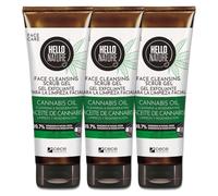 P-Beauty 3 exfoliantes faciales con aceite de semilla de cáñamo orgánico, gel exfoliante vegano para piel suave y refinada, limpieza facial natural, cuidado facial contra impurezas, células muertas y