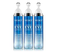 P-Beauty 3 sueros para ojos con 5% de cafeína, retinol, ácido hialurónico y | Crema de ojos contra ojeras, hinchazón, arrugas y líneas finas, cuidado de ojos antienvejecimiento con rodillo de acero