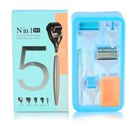 P-Beauty 5 en 1 Dermaroller Set de 0,5 mm con agujas de titanio, rodillo profesional de microneedling para cara, cuerpo y cabello, para arrugas, cicatrices, celulitis, crecimiento del cabello
