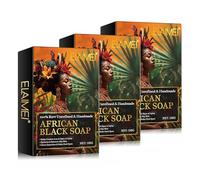 P-Beauty African Black Soap - Jabón negro africano vegano, jabón natural para cara, cuerpo y cabello - Jabón facial, jabón corporal, jabón para el cabello, contra espinillas, puntos negros e impurezas