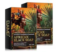 P-Beauty African Black Soap - Jabón negro africano vegano, jabón natural para cara, cuerpo y cabello - Jabón facial, jabón corporal, jabón para el cabello, contra espinillas, puntos negros e impurezas