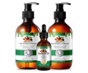 P-Beauty - Batana Aceite Champú, Acondicionador y Aceite para el Cabello Set con Romero - Refuerza el crecimiento del cabello, hidratación intensa, regenera el cabello fino y dañado, combate las