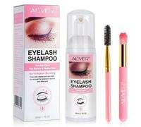 P-Beauty Champú para pestañas de 50 ml, juego profesional de limpiador de pestañas y cejas, con cepillo y cepillo, champú para extensiones de pestañas, cuidado para extensiones de pestañas y pestañas