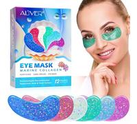 P-Beauty Cosmetic Accessories 12 pares de almohadillas para los ojos con colágeno,ácido hialurónico,vitamina C,reduce ojeras,bolsas,arrugas e hinchazón,máscaras hidratantes para los ojos,set