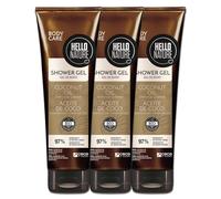 P-Beauty - Gel de ducha natural con aceite de coco orgánico, cuidado hidratante para piel seca con aroma a coco, crema para cuerpo con aceite de almendras y pantenol, vegano y sin microplásticos (3 x